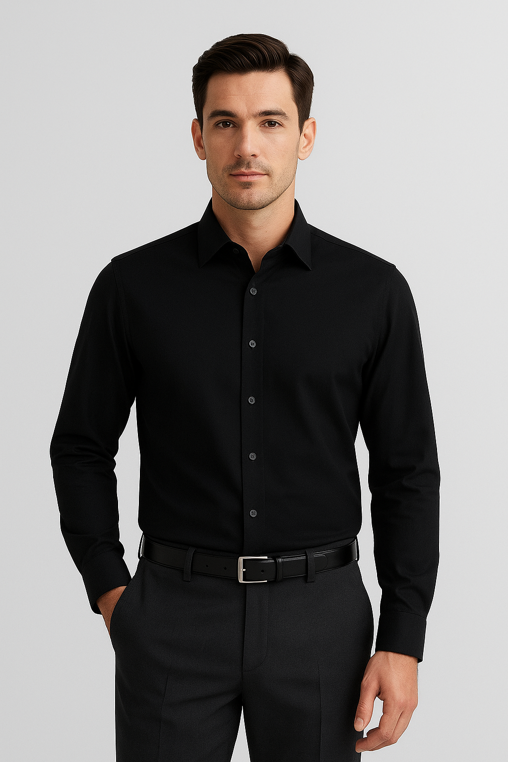MEN,S PLAIN COTTON BLACK SHIRT